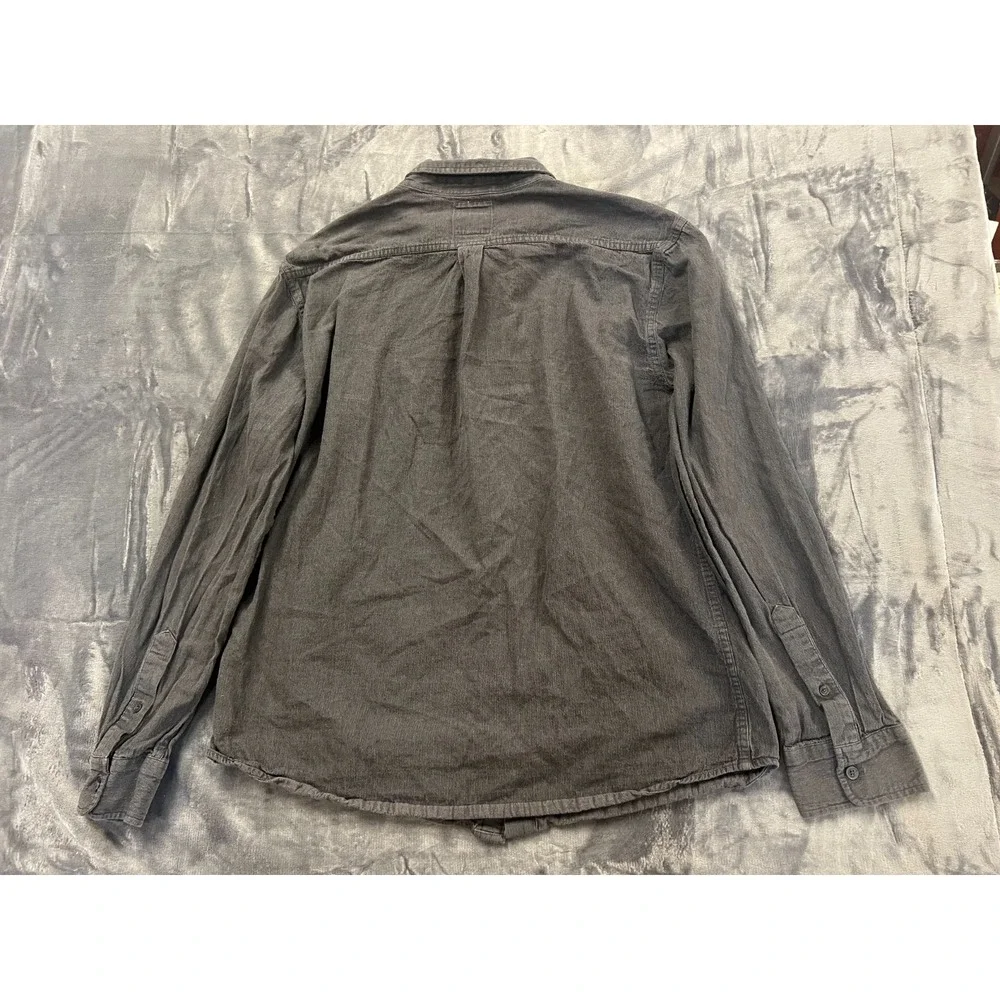 Levis Shirt Mens Extra Large Gray Cotton Logo Back Box Shirttail Hem Button Down